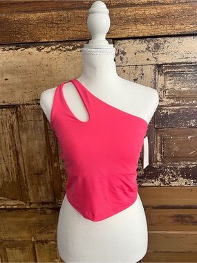 NWT JoyLab One Shoulder Active Top | Cutout Detail | Hot Pink | Size L